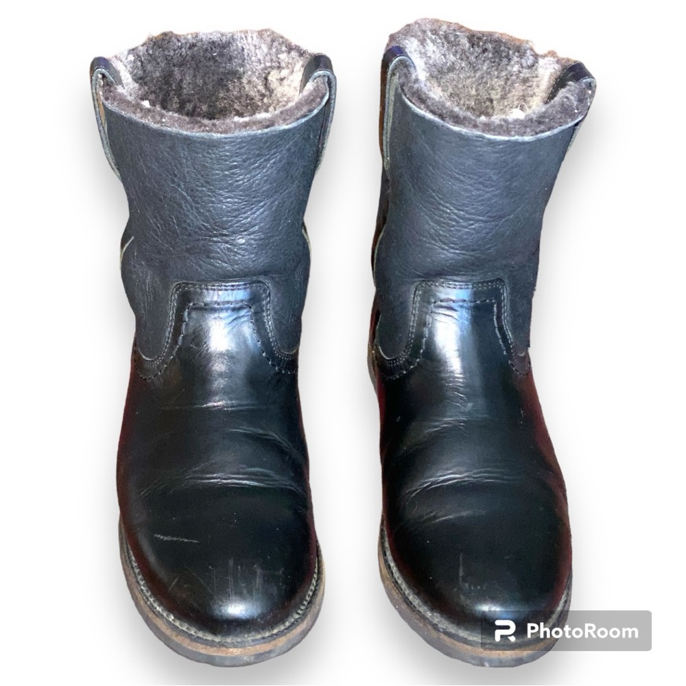 Frye Celia Shearling Short Pull-On Boot Black Size 9